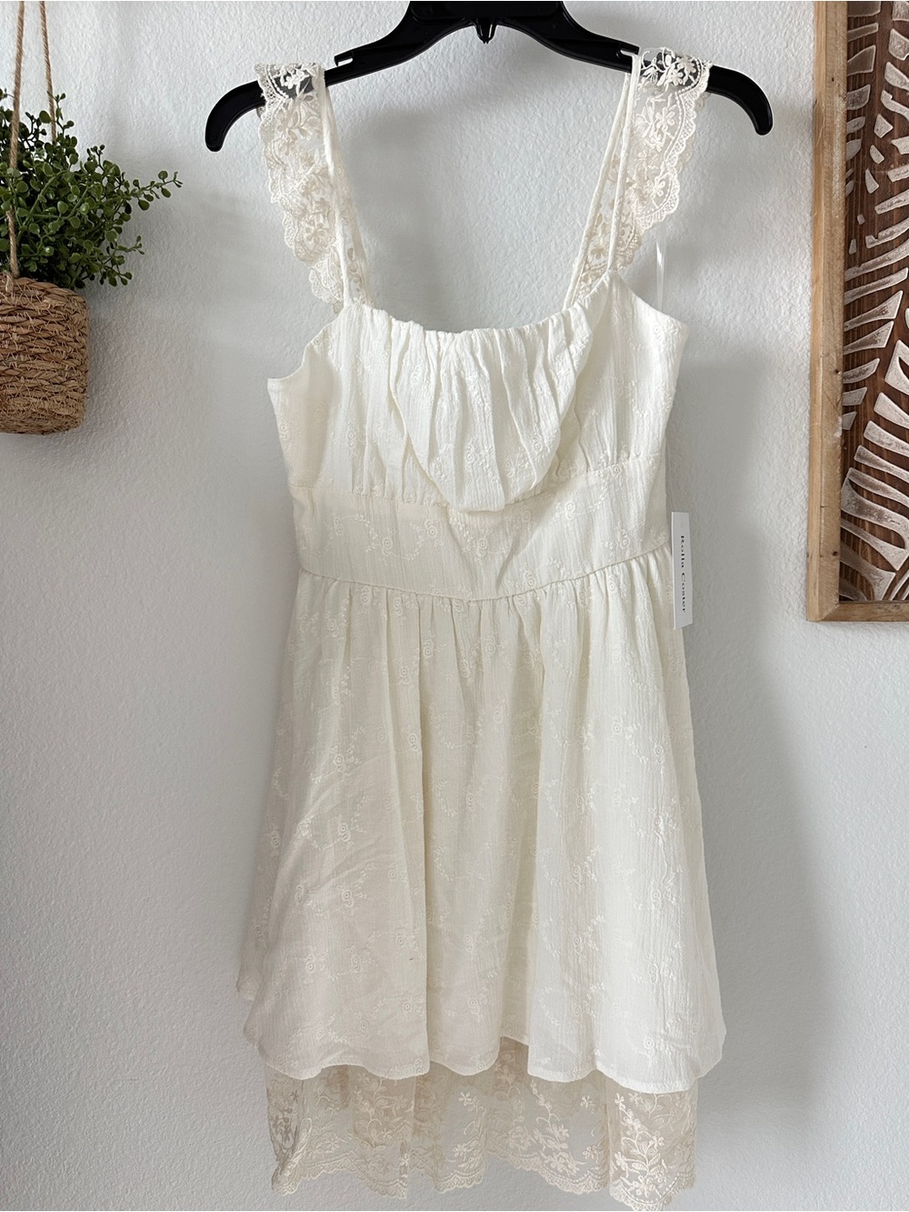 Rolla Coster Cream Lace-Trim Mini Dress